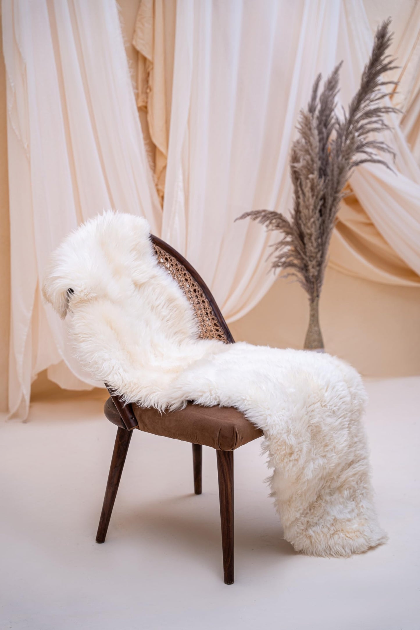 HOUME OAK Sheepskin Runner Rug Real Australian Lambskin Fluffy Ivory 2x6 ft