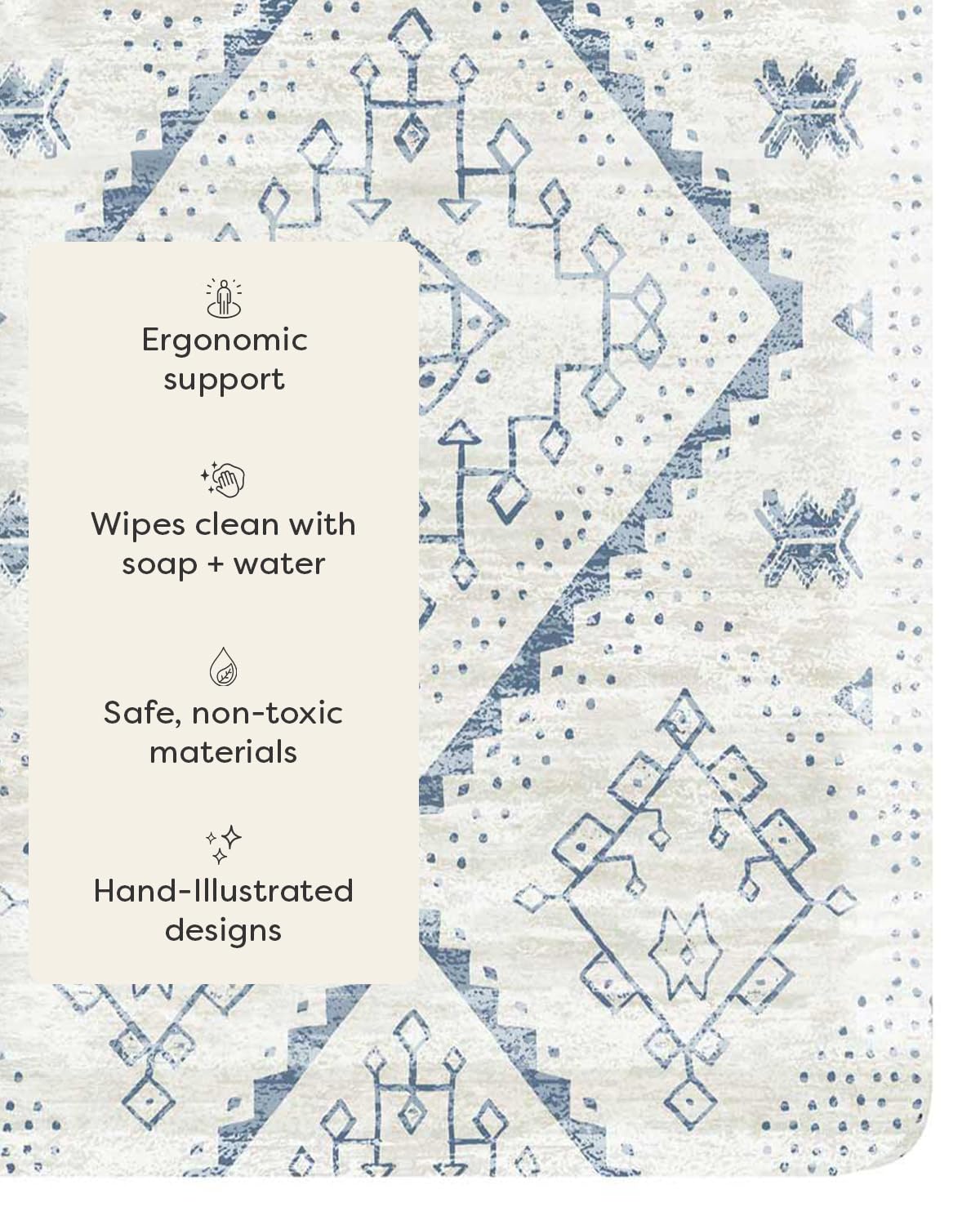 House of Noa Nama Standing Mat – Anti-Fatigue Kitchen Mats for Floor, Cushioned & Non-Slip Comfort Mat for Standing, Thick Foam Anti-Fatigue Mat for Kitchen & Workspaces, Ula Windmill 22" x 54"
