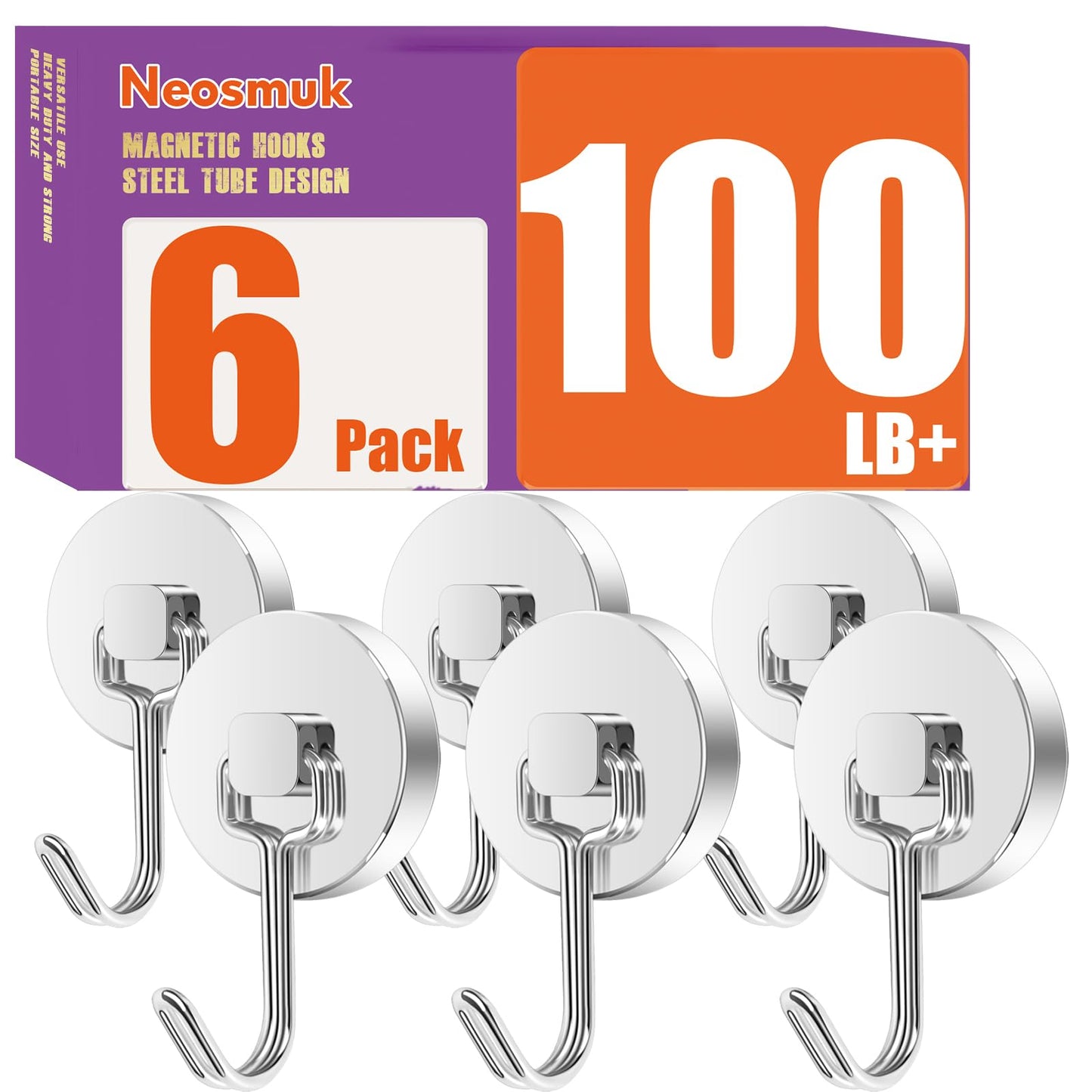 Neosmuk Magnetic Hooks, Cruise Ship Essentials, 100lb+ Swing Swivel Heavy Duty Magnetic Hooks for Cruise Cabins, Refrigerator, Grill, Hanging, and Travel,Extra Strong Must-Haves, Silver.
