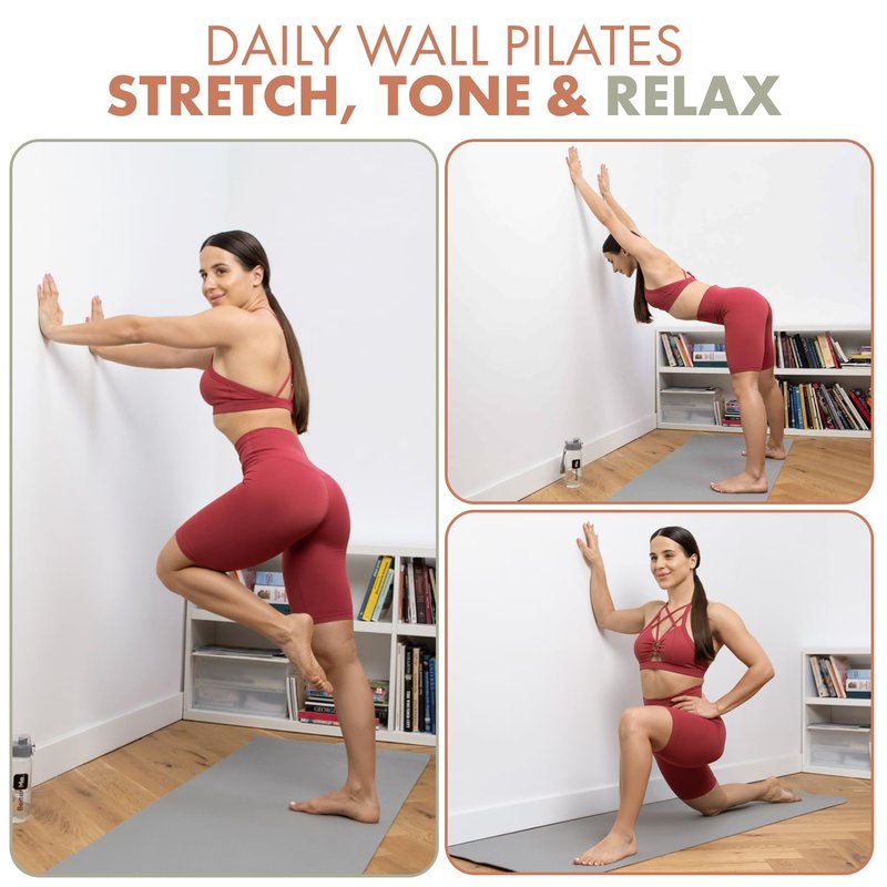 Wall Pilates Workout Cards for Women – 76 Large Hand-Drawn Exercises with Step-by-Step Guides & Mindful Affirmations – Unique Home Pilates Gift Deck