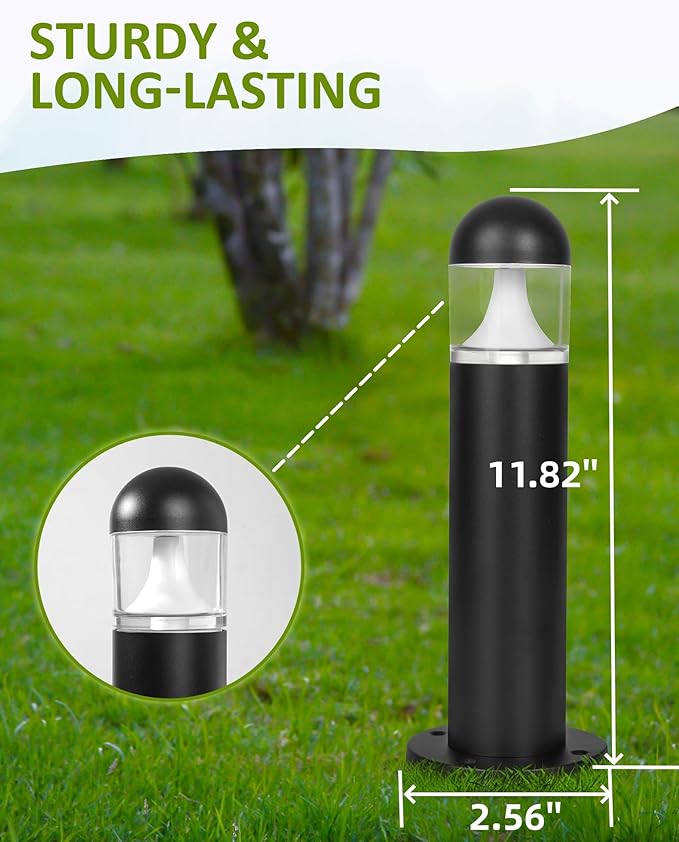 6 Pack Low Voltage Landscape Pathway Lights, 12V LED Bollard Light IP67 Waterproof, Outdoor Driveway Walkway Wired Lights (Included Connector) - Yard Garden Lawn, 2700K Warm White