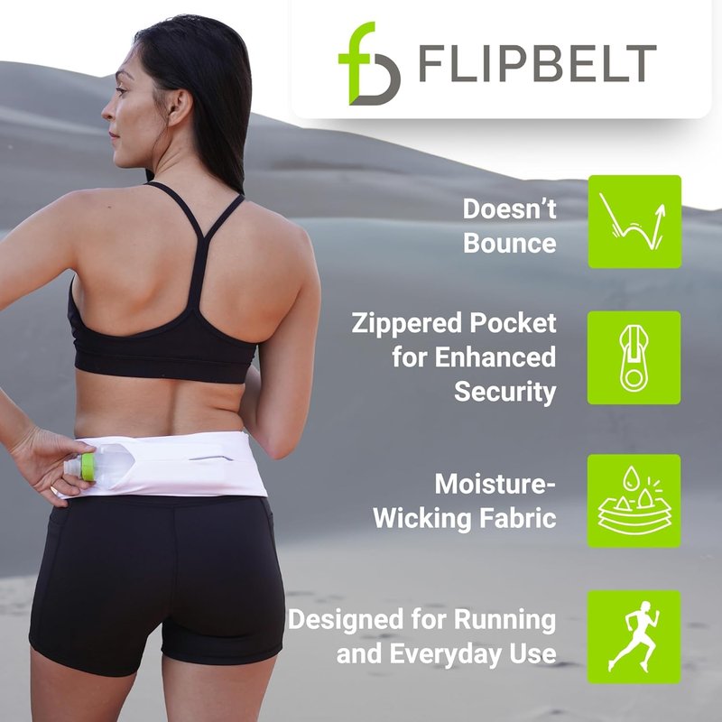 FlipBelt Zipper Running Belt - Comfortable Waist Pack for Fitness & Running | Adjustable Size