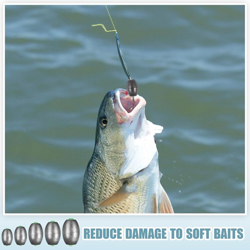Fishing Sinkers Kit - Removable Oval Shape for Bass & Worm Tackle | Saltwater & Freshwater