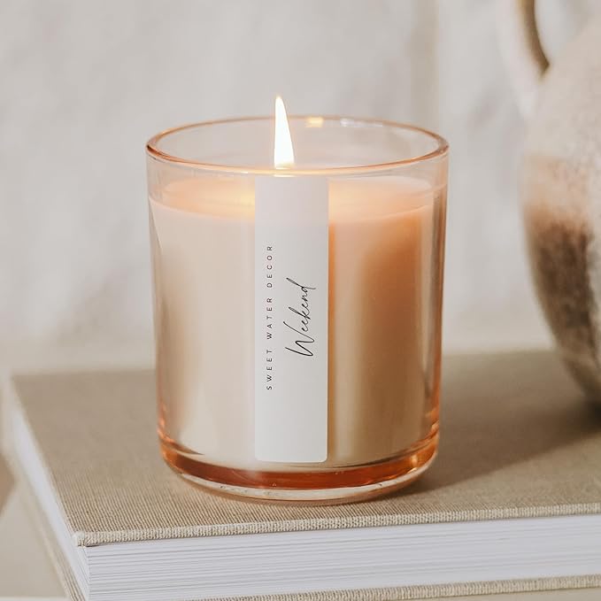 Sweet Water Decor Weekend Scented Soy Candles – Citrus, Grapefruit, Sage, Lavender, Amber – Cozy and Fresh Aroma – 50 Hour Burn – 12oz Tinted Glass Jar for Home Decor and Bedroom Decor