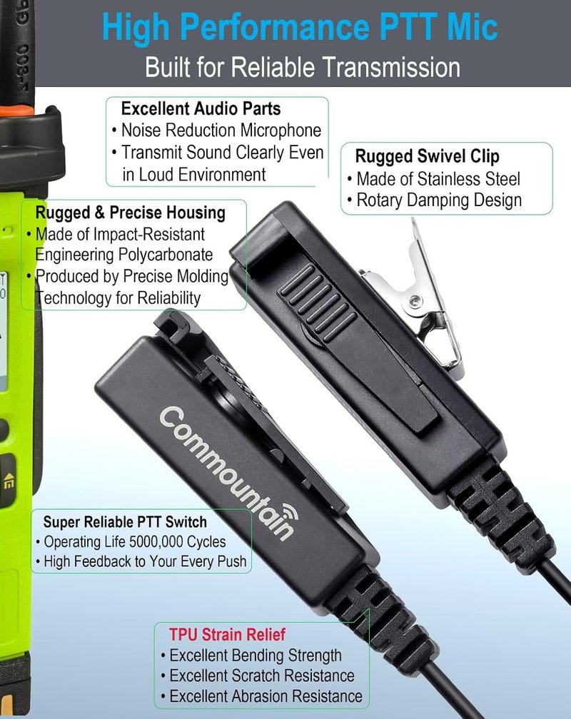 Commoutain APX 6000 Earpiece with Mic - Two-Wire Surveillance Headset for Motorola Radios | Compatible with APX 8000, XPR 7550e