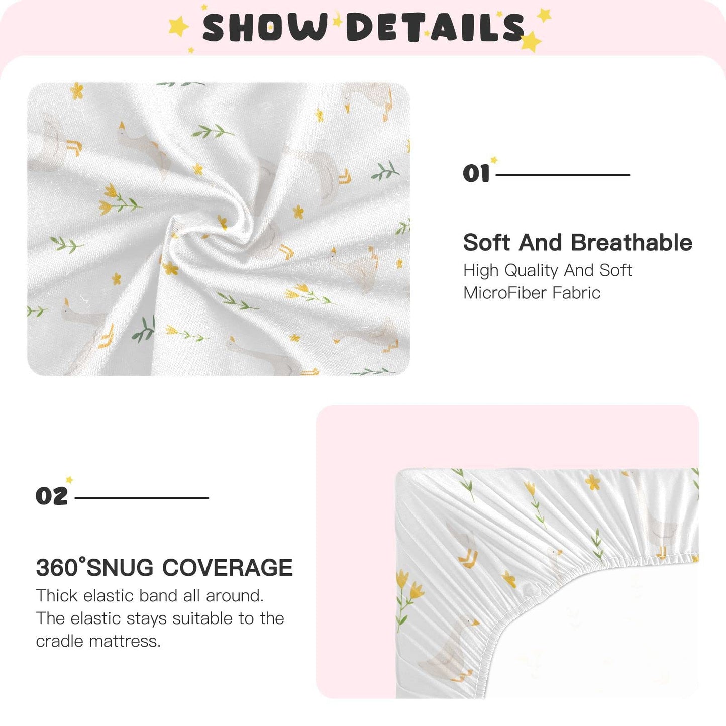 Burbuja Goose Bird Twig Crib Sheet for Boys Girls, Fitted Crib Sheet 28 x 52 in for Standard Crib & Toddler Bed Mattresses, Soft & Breathable