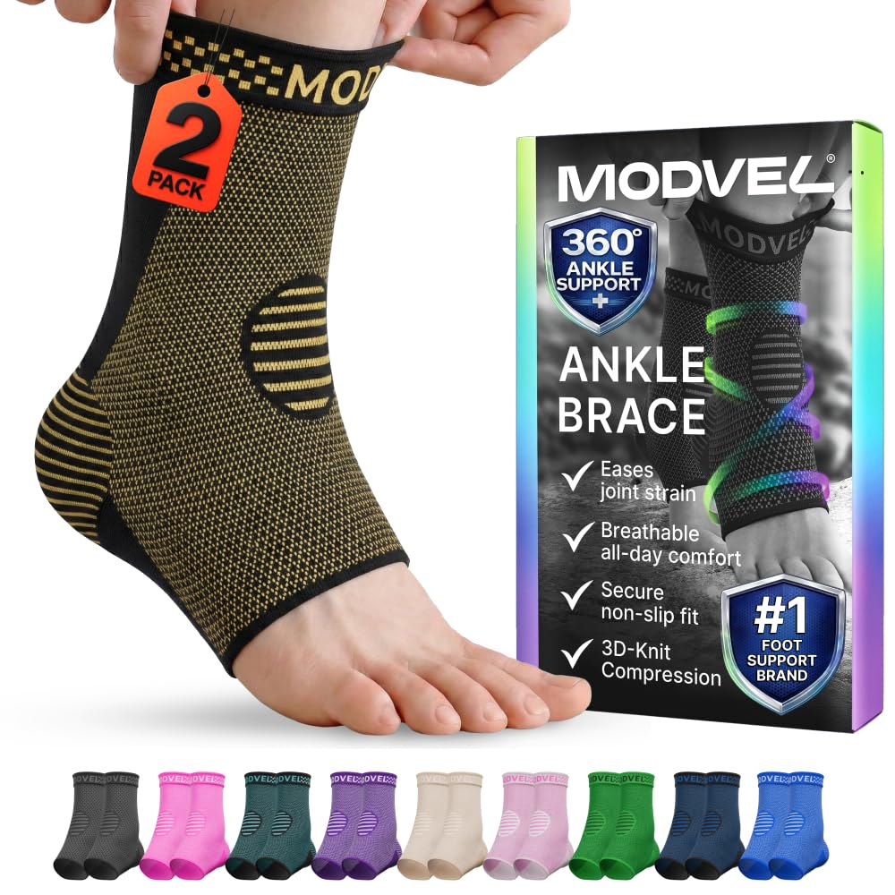 Modvel Foot & Ankle Brace Socks for Sprained Ankle Compression Sleeve - Foot Support for Women & Men - Tendonitis & Arthritis Ankle Brace Sports Running, Torn Ligaments & Women Stabilizing Ankle Wrap