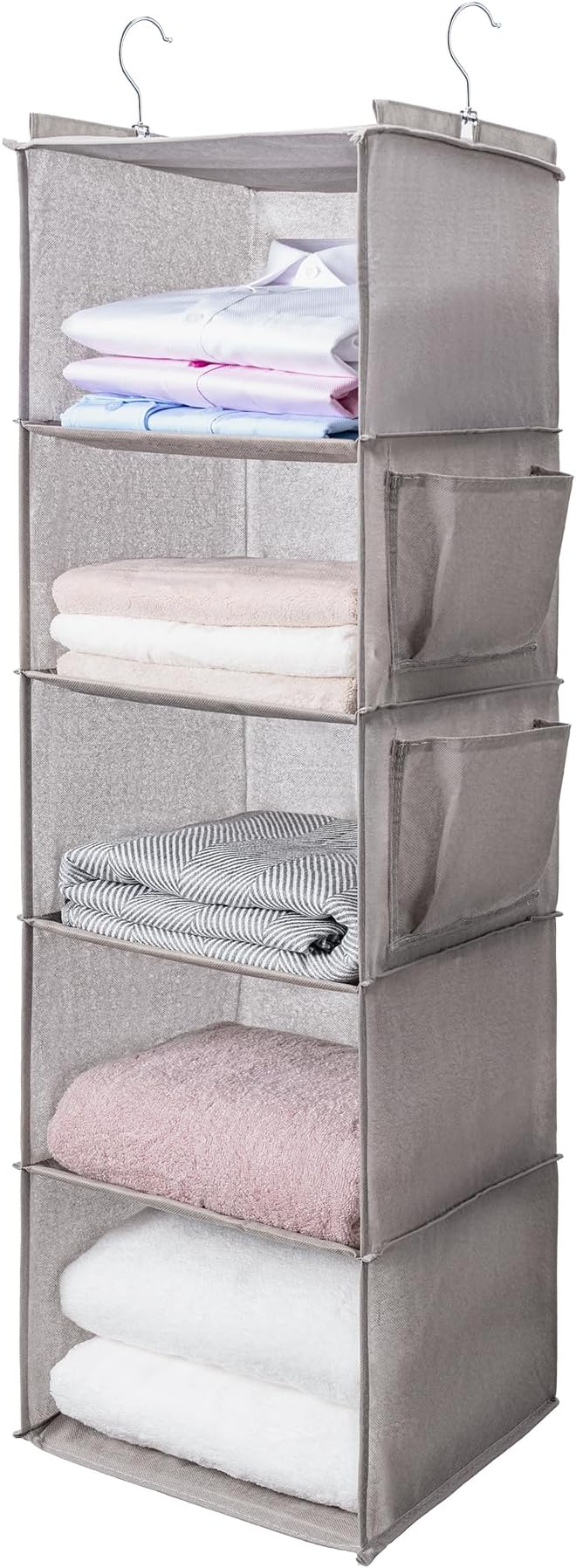 BOOMIBOO Hanging Closet Organize and Shelves，5-Hanging Shelf