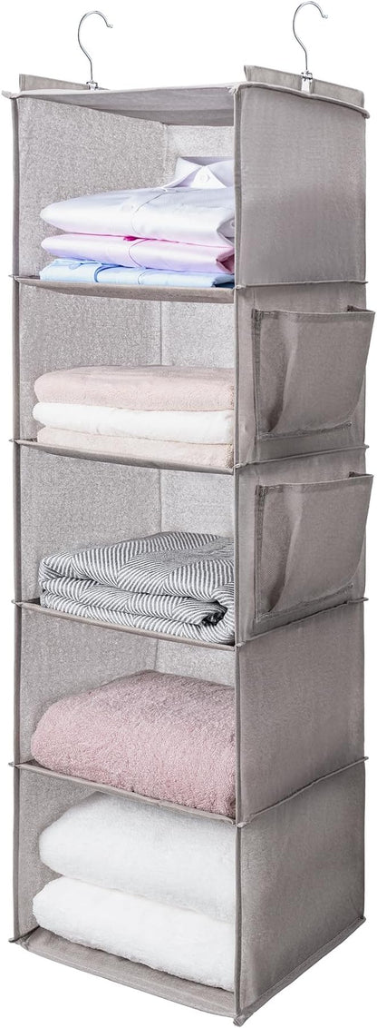 BOOMIBOO Hanging Closet Organize and Shelves，5-Hanging Shelf