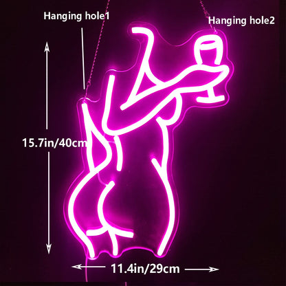Ajoyferris Lady Back Neon Sign Dimmable LED Lady Sign Woman Neon Sign Sexy Lady Neon Signs for Bedroom Man Cave Bar Store Home Party Art Decor Gifts(16X11 inches,Blue)