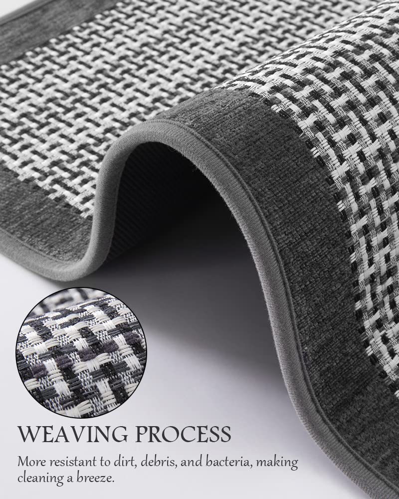 PADOOR Kitchen Mats for Floor, Kitchen Rugs Non Slip Washable, Rubber Backed Kitchen Runner Super Absorbent Kitchen Floor Mat Sink Rug, 20”x47” Grey