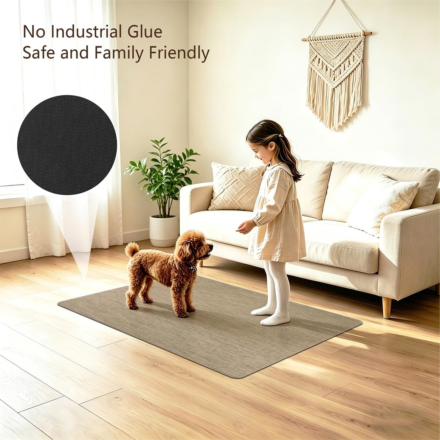 Bsmathom Office Chair Mat for Hardwood Floor, 36" x 48" Desk Computer Chair Mat for Hard Wood and Tile Floor, Anti-Slip Hard Floor Protector Chair Mat, PVC Mat Desk Rug for Office Home, Khaki