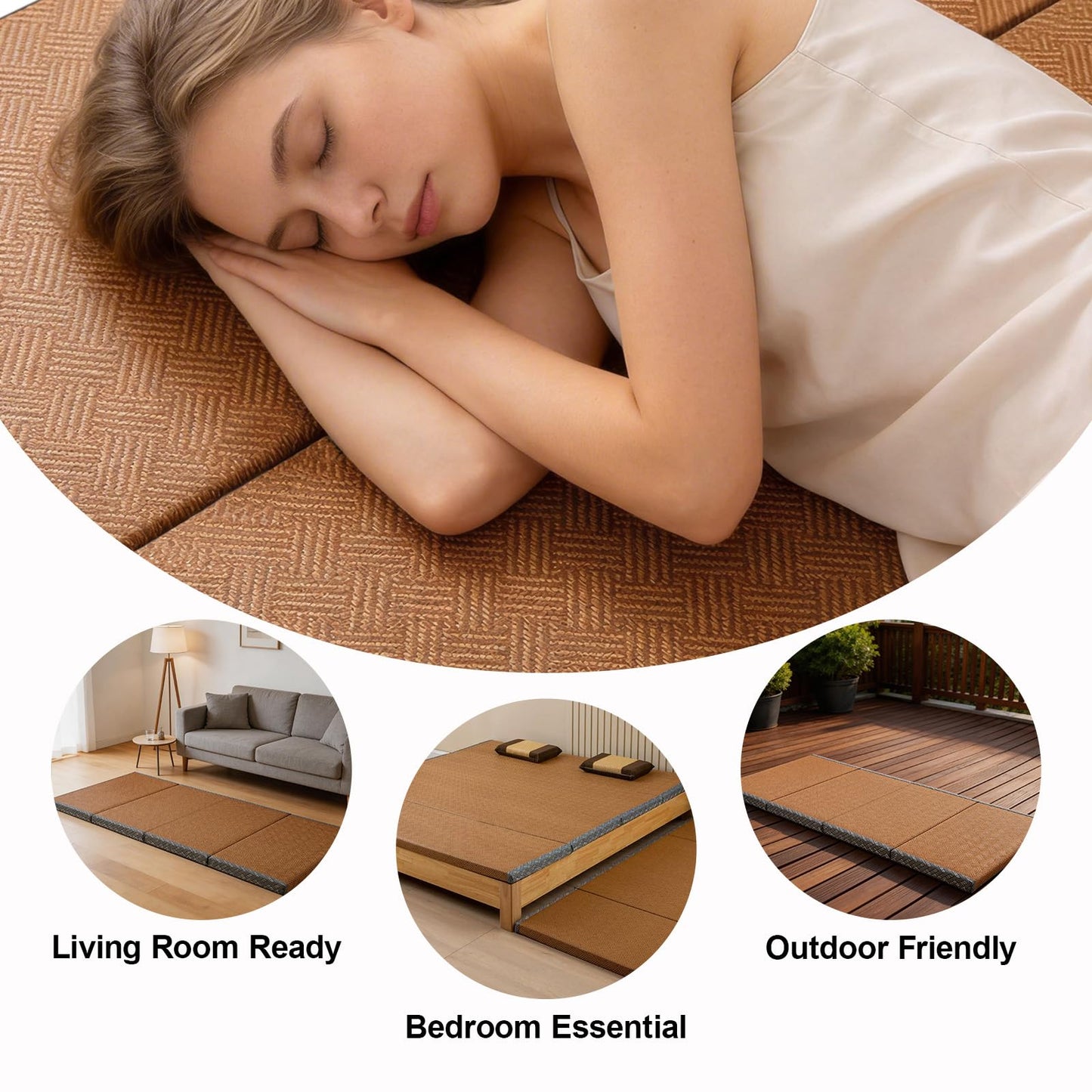 Japanese Traditional Tatami Mattress, Coconut Coir Tatami Mat, Foldable Japanese Floor Mattress,Futon Bed,Meditation Mats for Floor,Summer Sleeping Mat(80 * 200cm)