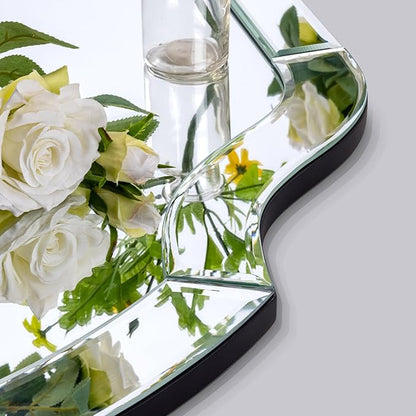 Large Oval Decorative Mirrors, 47" x 32" Living Rroom Mirror with Mirrored Frame, Accent Beveled Mirror for Dining Room Bathroom Bedroom Entryway, Vanity Mirror Hang Horizontally or Vertically