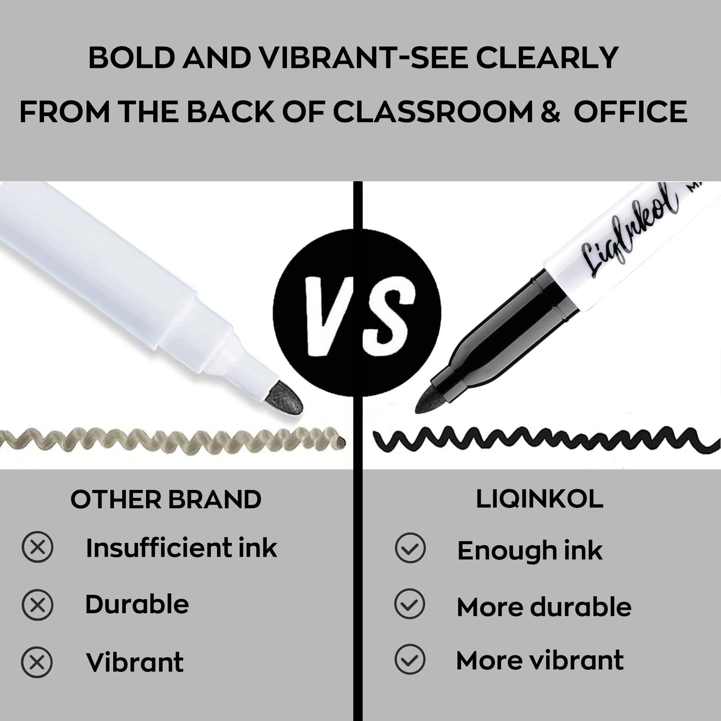 Dry Erase Markers with Fine Tip, Bulk Pack of 144 with Black, Whiteboard Markers Bulk with Low Odor, Office Supplies for School Office or Home