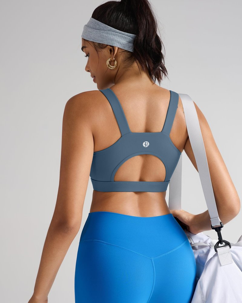 RUNNING GIRL High Impact Sports Bras for Women,Racerback Running Bra Workout Crop Tank Tops Longline Sports Bra Push up(WX2667 Navy Blue XXL)