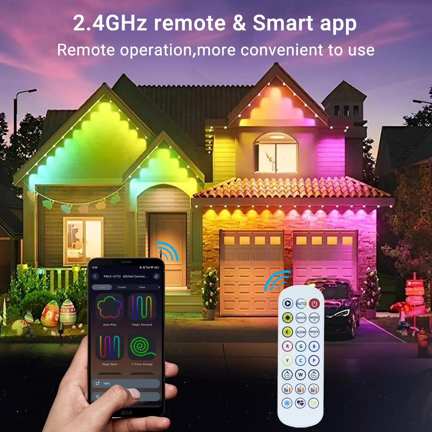 Permanent Outdoor Lights, Smart Outdoor String Lights with DIY Scene Modes, 100FT with 50 LEDs, IP67 Waterproof for Christmas, Halloween, Garden Decor, Party, Roof, Daily and Accent Lighting (100FT)