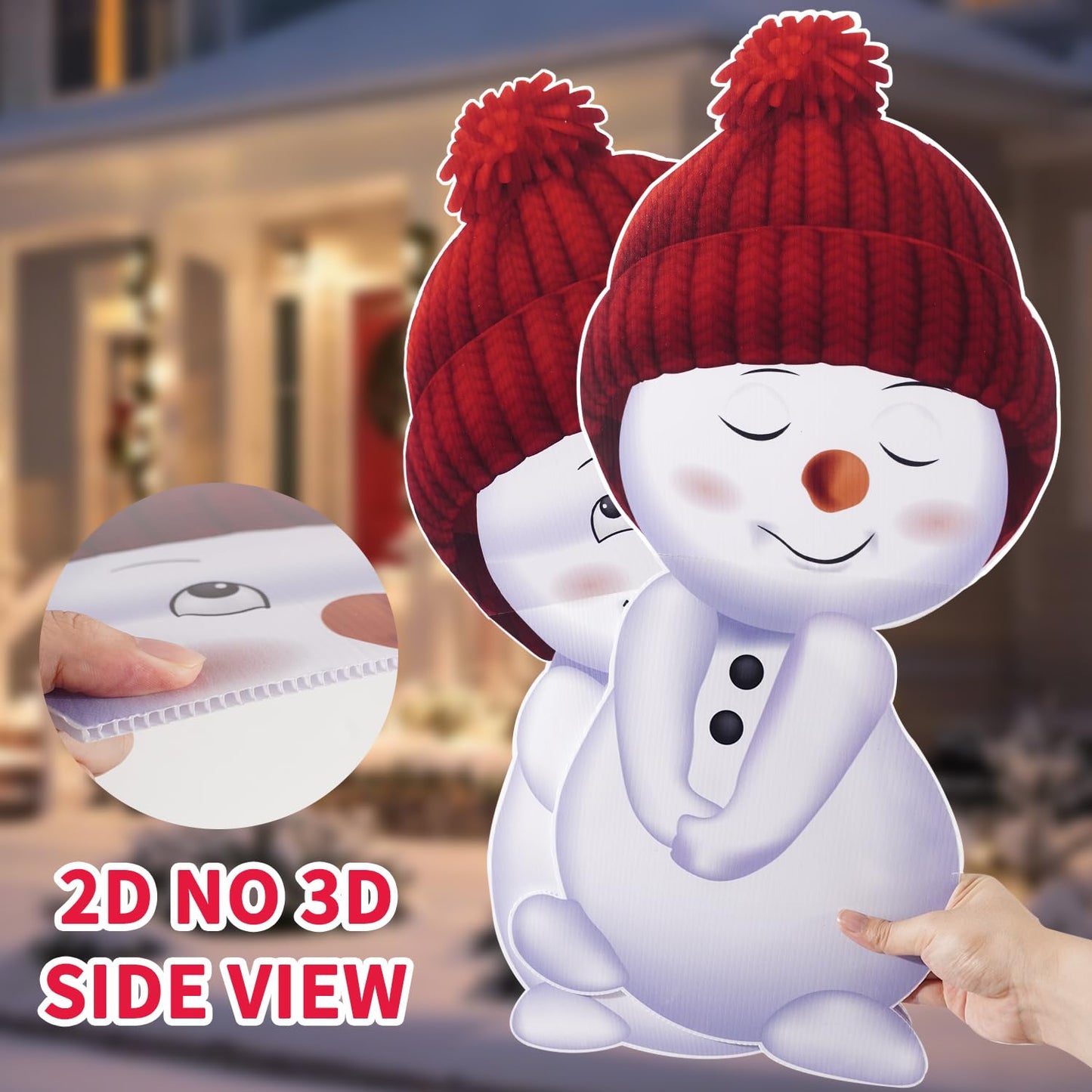 Jo.Devivre Christmas Decorations Outdoor, 2pcs Cute Snowman Yard Stakes, Large Snowman Garden Decorative Stakes for Christmas Decor, Yard Signs for Garden, Home, Lawn,Patio&Planter