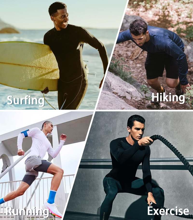 NORTHYARD Men's Sun Protection Shirts UPF 50+ Long Sleeve Swim Rash Guard Shirt Running Workout Athletic Hiking UV Fishing BLUEHEATHER L