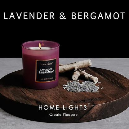 Scented Soy Candles, 35 Hours Burn Time, Natural Soy Wax, Home Fragrance Decor Gift for Women & Men, Lavender & Bergamot