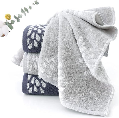 Pidada Hand Towels Set of 2 Hydrangea Floral Pattern 100% Cotton Absorbent Soft