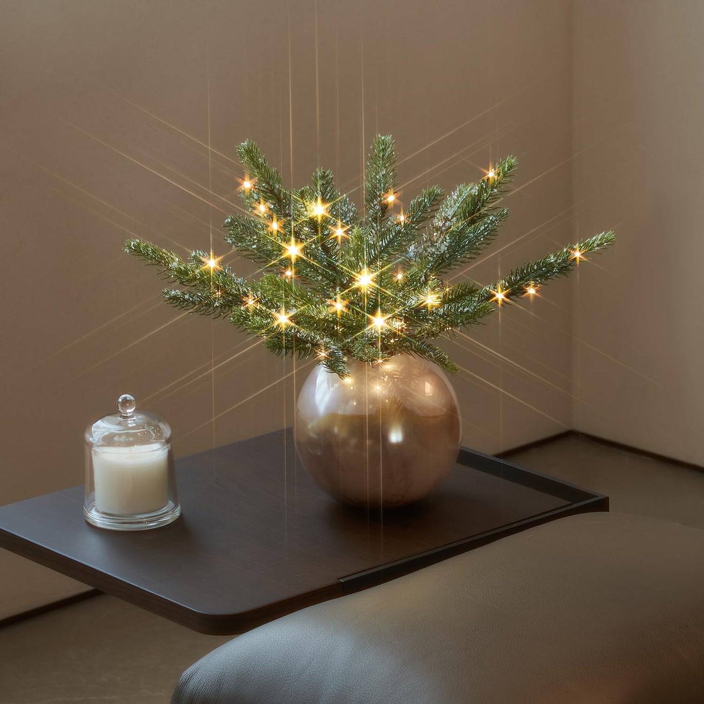 Hairui Lighted Pine Snowflake Lights with Timer Battery Operated and USB Plug in 2 Pack, Pine Branch with Lights 16IN 60 LED for Wall Window Door Christmas Decoration Indoor Outdoor