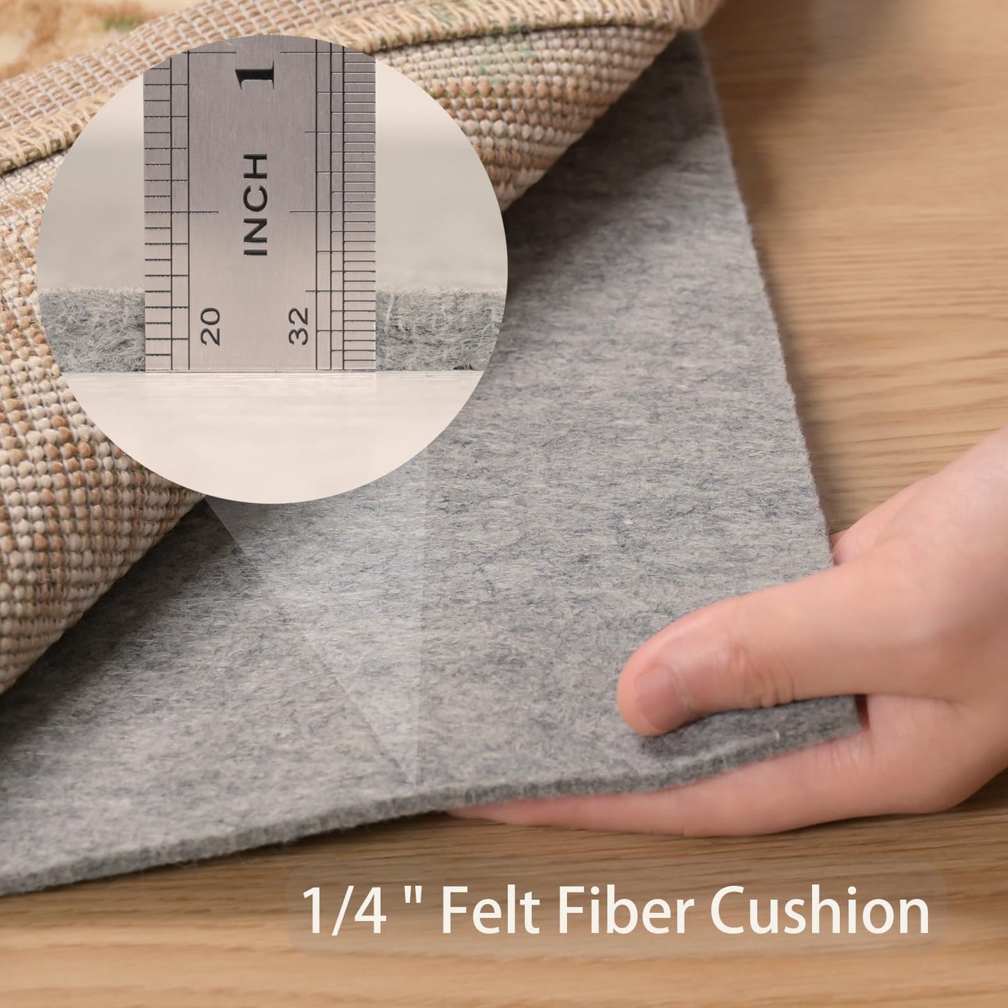 QJHOMO Non Slip Rug Pad 2x4 Feet Carpet Padding, Under Rug Padding Cushioned for Hardwood Floors, Thick Felt Cushion Carpet Pads for Area Rugs Non Skid Backing Runner Rug Mat