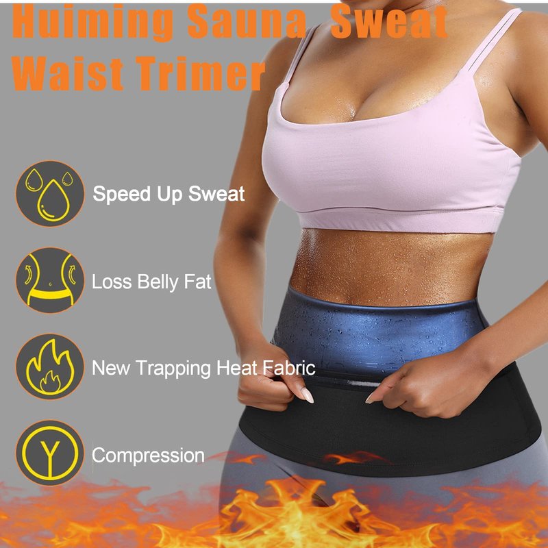 huiming Sauna Suit Waist Trimmer for Women Waist Trainer sweat band for stomach Belt Lower Belly Plus Size (Black, L/XL-1)