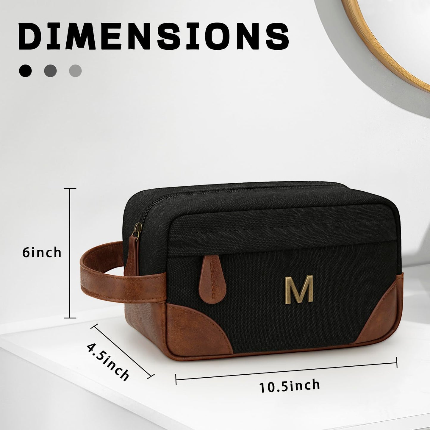 CLOUDWINGS Personalized Gifts for Men Dad - Initial Travel Toiletry Bag Hanging Dopp Kit, Waterproof Shaving Bag with Large Capacity, Fathers Day Birthday Gifts for Him Dad Husband Boyfriend (M)