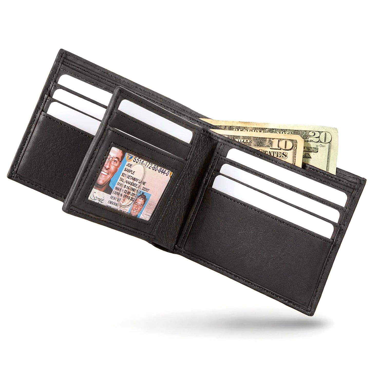 ID Stronghold Extra Capacity Bifold Wallet for Men - RFID Blocking Genuine Leather Wallet