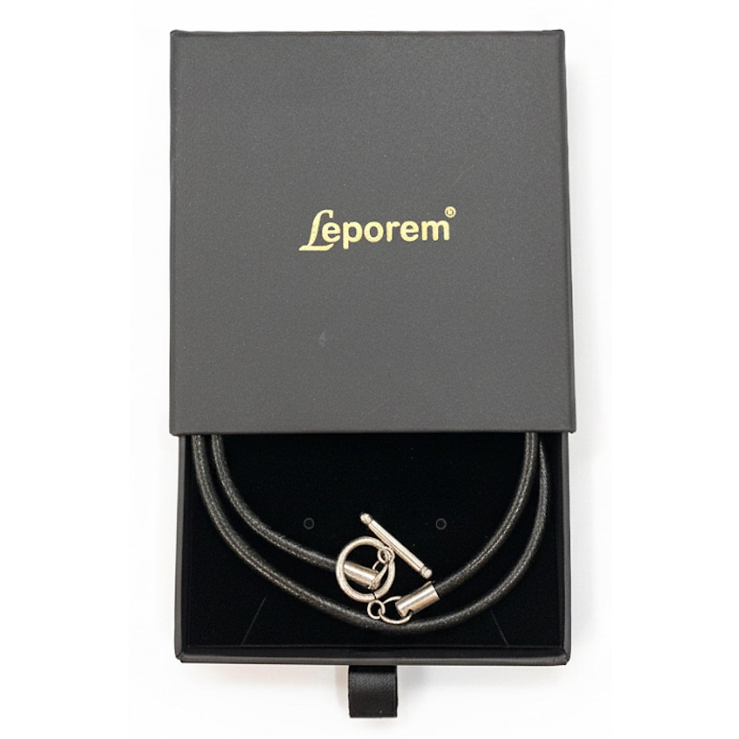 Leporem Handmade 4mm Black Cowhide Cord Necklace Unisex Minimalist Jewelry Base for Charms with Stainless Steel Toggle Clasp (18 Inch)