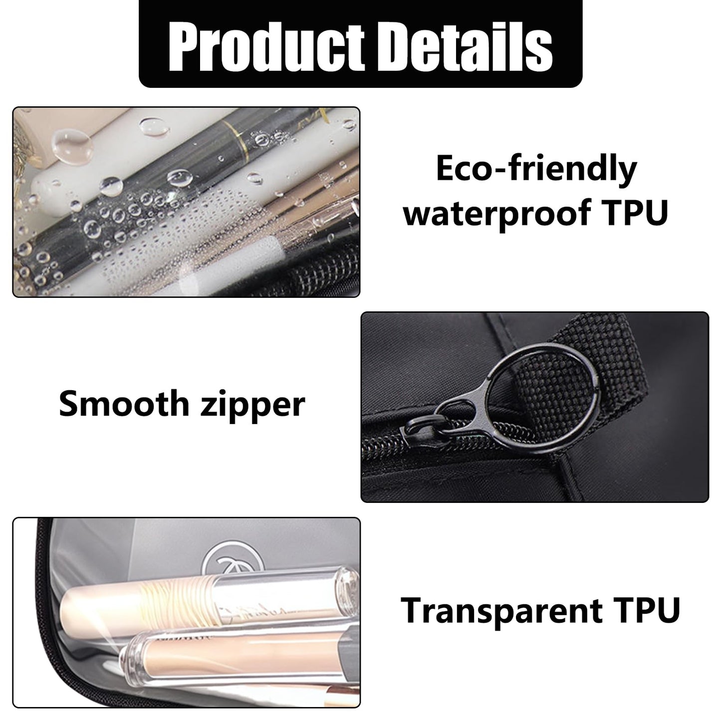 Cozomga Clear Makeup Bags with Zipper, TSA Approved Travel Toiletry Bag,Clear Cosmetic Bag, Waterproof Make Up Bag for Women