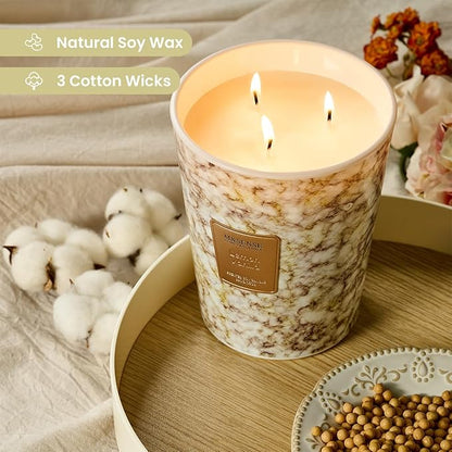 M&SENSE Sugared Lemon Zest Scented Candles for Home, 3-Wick Highly Scented Jar Candles, Extra Large Candle 35 Oz 150 Hours Long Lasting Burning, Relaxing Aromatherapy Candle for Stress Relief