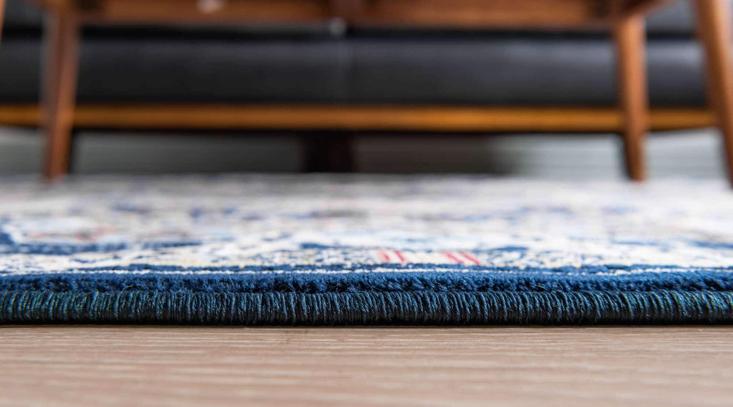 Unique Loom Narenj Collection Classic Traditional Medallion Textured Design Area Rug, 8 x 10 ft, Navy Blue/Tan