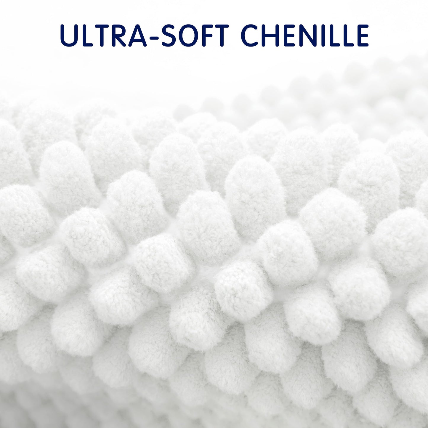 SUBRTEX Bathroom Rugs, 24" x 55" Chenille Bath Rug Soft Short Plush Bath Mat Soft Shower Mat Water Absorbent Shower Mat Quick Dry Machine Washable, White