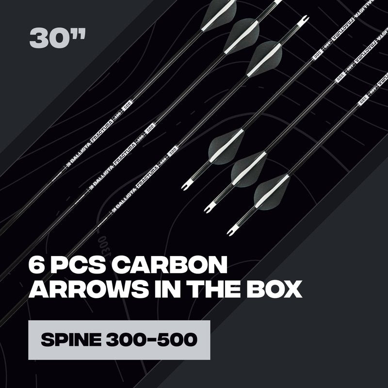 BALLISTA FRACTURA Hunting Micro Diameter Arrows for Compound and Recurve Archery Bow - Carbon 32", OD 6mm, Spine 300-6pcs