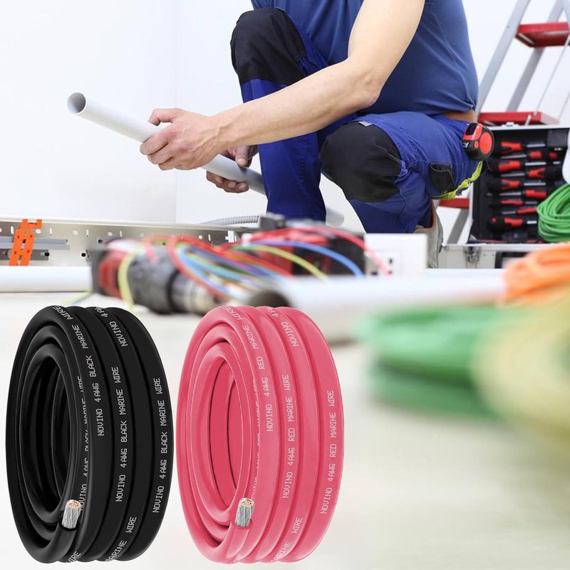 4 AWG Marine Grade Wire - 20FT Red & 20FT Black Tinned Copper Cable for Automotive, Boat, Trailer, Solar Panel