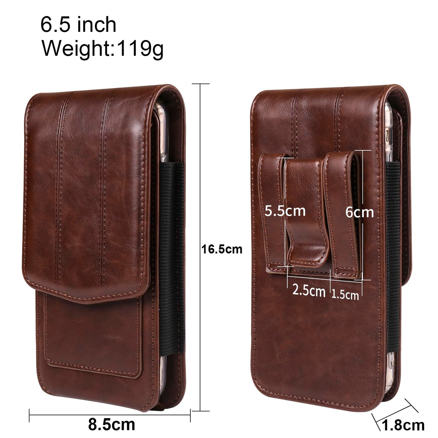Cellphone Pouch Waist Men, Leather Cell phone Waist bag with Card Holder Leather, 6.5" Men's Waist Holster Waterproof Belt Clip Holder Wallet Waist Pocket Purse Smartphone Carrying Case Bum Bag