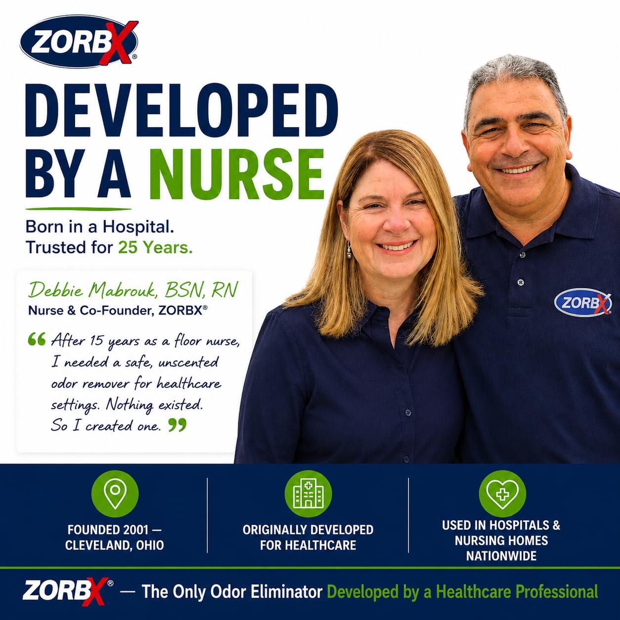 ZORBX Unscented Odor Eliminator for Strong Odor 16 Fl Oz - Used in Hospitals & Healthcare Facilities - Advanced Trusted Formula, Fast-Acting Odor Remover Spray for Dog, Cat, House & Carpet
