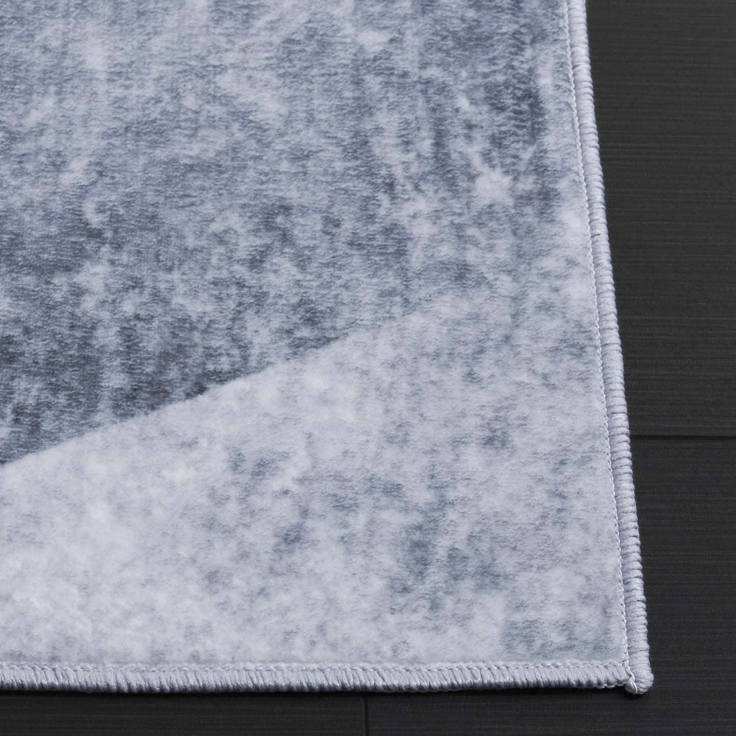 SAFAVIEH Washable Rug Santa Monica Collection - 3' x 5', Dark Grey & Turquoise, Slip Resistant & Easy to Clean, Ideal for Foyer, Entryway, Kitchen, Bedroom (STM837G)