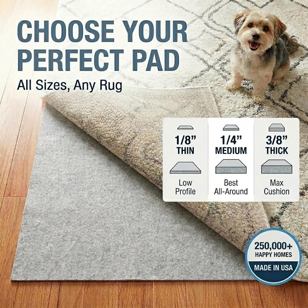 Waterproof Rug Gripper | 3x5 ft - 1/4" | Washable Non Slip Rug Pad - Safe for All Floors - Made in the USA - Protects Floors and Locks Rugs in Place - Pet-Friendly