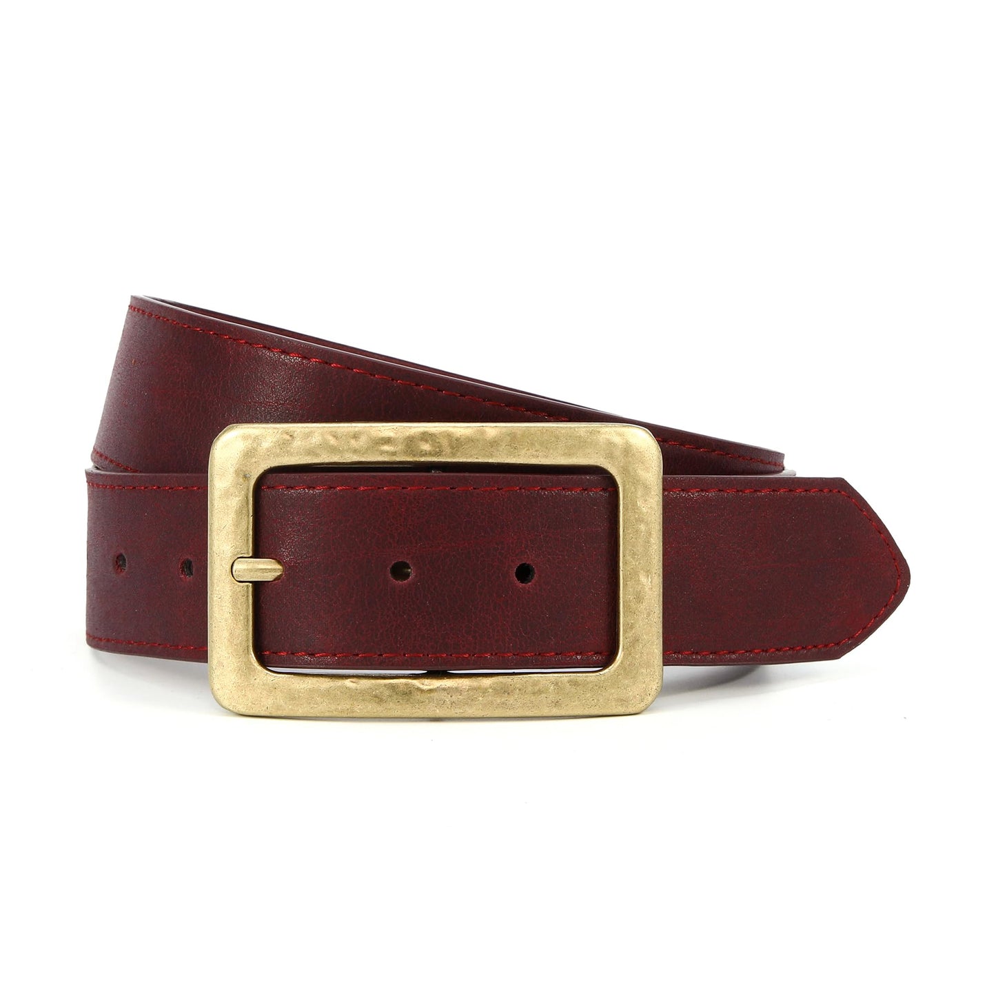 HOTWILL Wide Belts for Women Dresses Jeans Chunky Faux Leather Ladies Waist Belt with Vintage Gold Buckle Burgundy Red Small