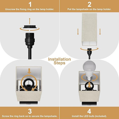 Sailstar Touch Bedside Lamp for Bedroom Set of 2, 3 Way Dimmable Table Lamp with USB C+A Charging Ports, Small Nightand Lamps for Bedroom Decor, Living Room, Home, LED Bulbs Included, Upgraded Beige