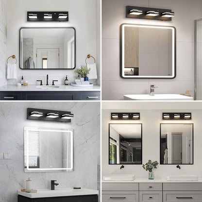 Merexcint LED Modern Bathroom Vanity Light Fixtures 3-Light, 19 inch 3CCT Dimmable Nickel Motion Sensor Vanity Lights for Bathroom Lighting Fixtures Over Mirror, with 350° Rotatable Acrylic Heads