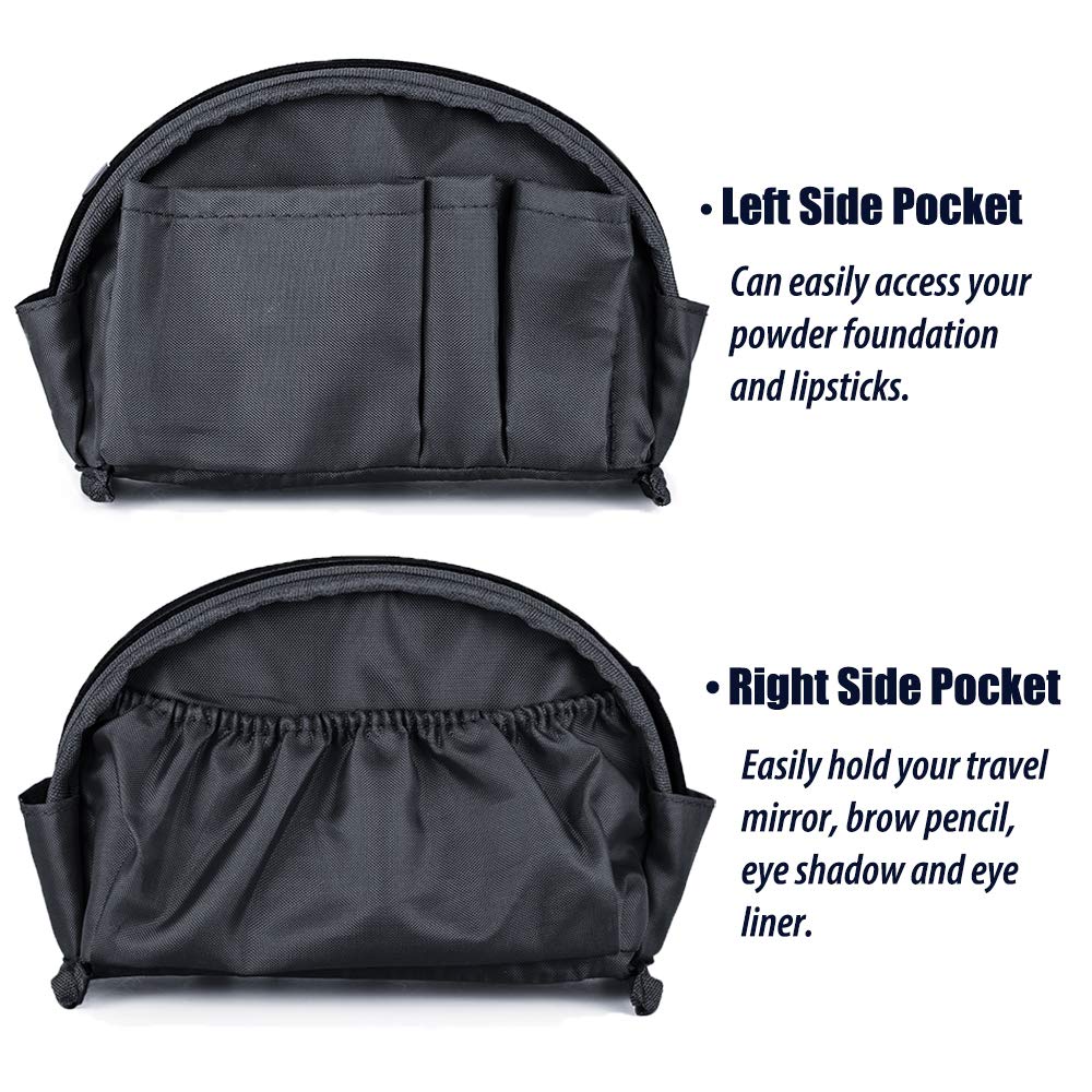 Hekyip Half Moon Cosmetic Bag, Travel Makeup Pouch, Portable Waterproof Cosmetic Pouch for Girls Women, Small (ALL BLACK)