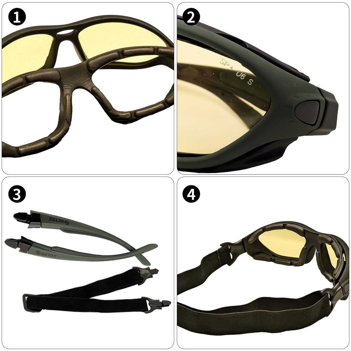 SOL PRO Powersports Safety Goggles, ANSI, Zero‑Pressure, Durable Anti‑Fog, Riding, Hunting Shooting, Fit Men and Women