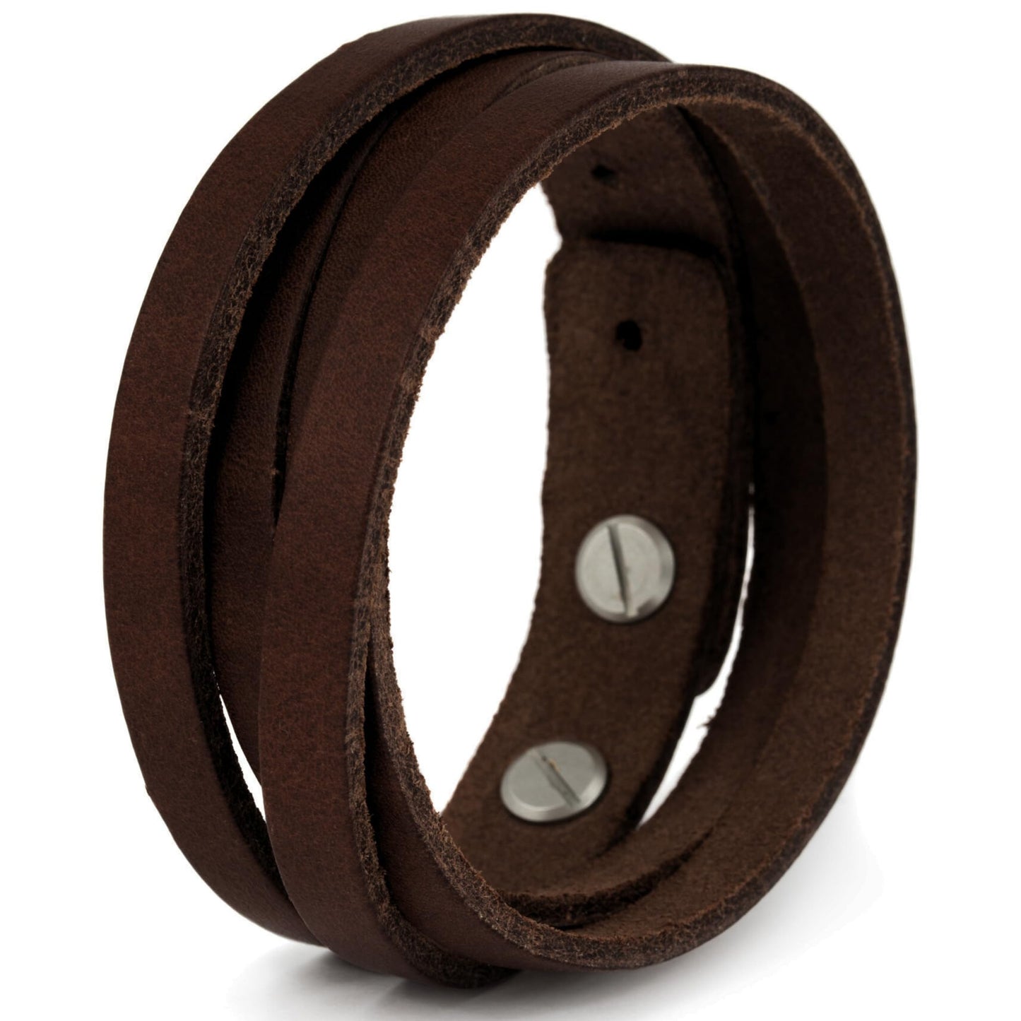 Simaru Genuine Italian Leather Bracelet for Men, Adjustable Double-Wrap Wristband, Vegetable-Tanned Leather, Brass Closure, Handmade in Germany, Gift for Him
