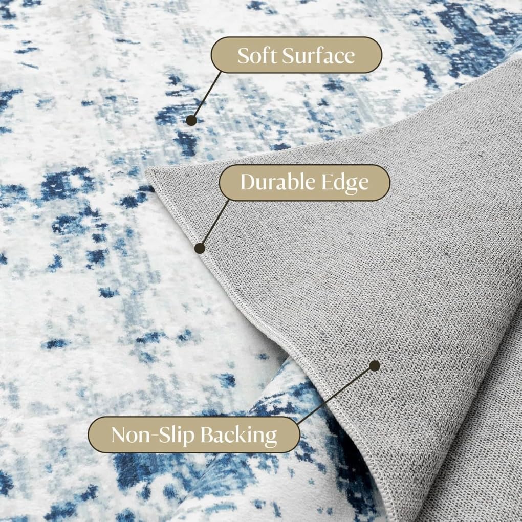 Odd Shaped Rug 3x5 Brown White Gray Geometric Style Irregular Shaped Area Rug for Living Room Bedroom Kitchen Nursery Soft Machine Washable Large Carpet Minimalist Boho Playroom Guestroom Floor Mat