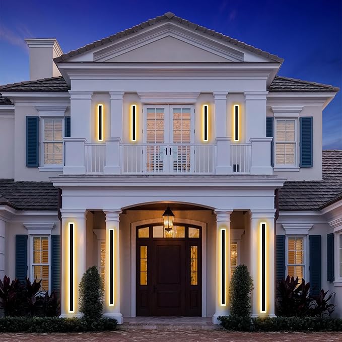 Modern Outdoor Wall Light 2 pack-23.64inch, 3000K Long Wall Lights for House/Porch, Waterproof IP65 Black Outside Led Wall Mounted Lighting Fixtures, 23.64in-2pack