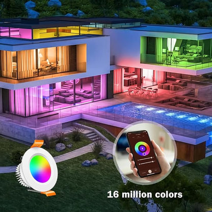 inShareplus 6 Pack 2 Inch Smart Recessed Lighting, WiFi LED Downlight 5W 120V, Dimmable RGBCW 2700-6500K Color Changing, Compatible with Alexa/Google, Ceiling Lights with LED Driver